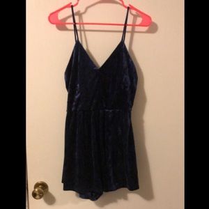 Crushed blue velvet romper